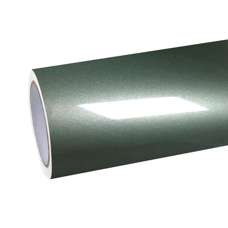 Gloss Metallic Olive Green Car Vinyl Wrap PET