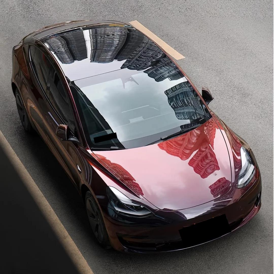 Gloss Chameleon Color Shift Black Red Car Vinyl Wrap PET