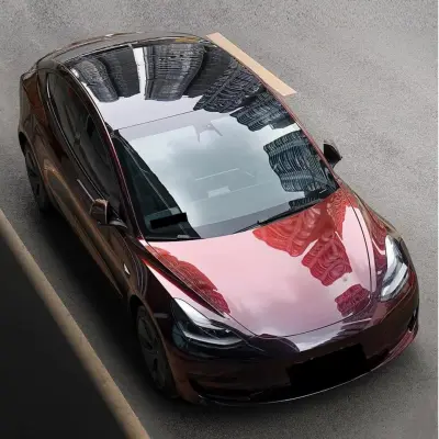 Gloss Rainbow Drift Black Red Car Vinyl Wrap PET 02