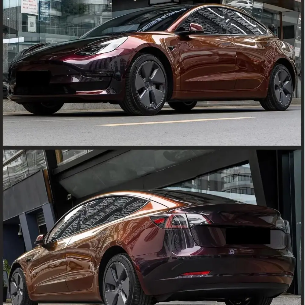 Gloss Rainbow Drift Black Red Car Vinyl Wrap PET