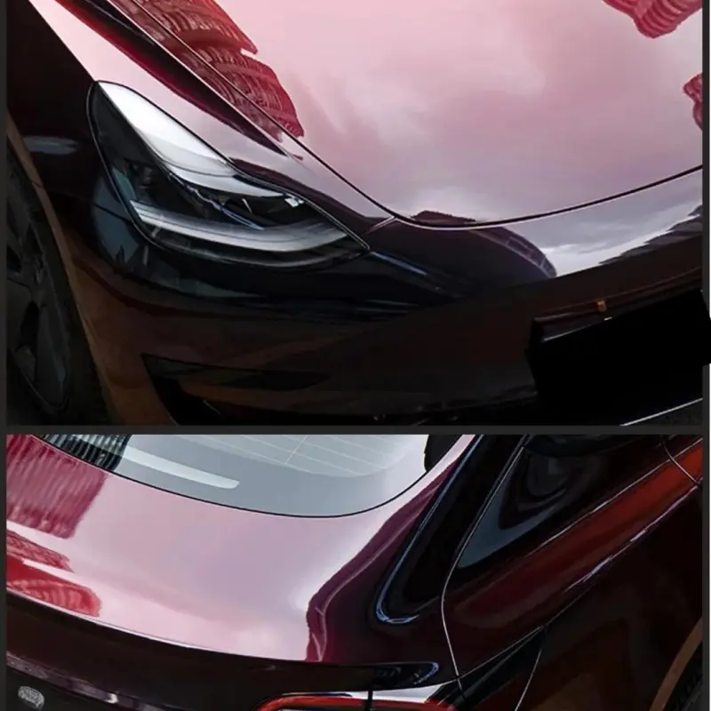 Gloss Rainbow Drift Black Red Car Vinyl Wrap PET
