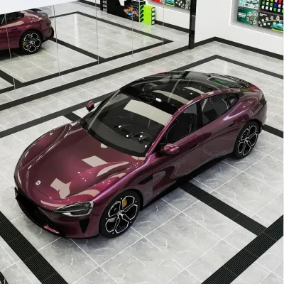 Gloss Metallic Plum Purple Car Vinyl Wrap PET 02
