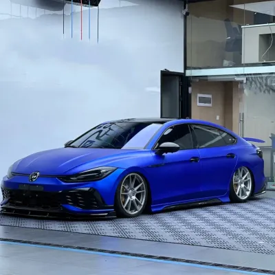 Satin Ceramic Blue Car Vinyl Wrap PET 02