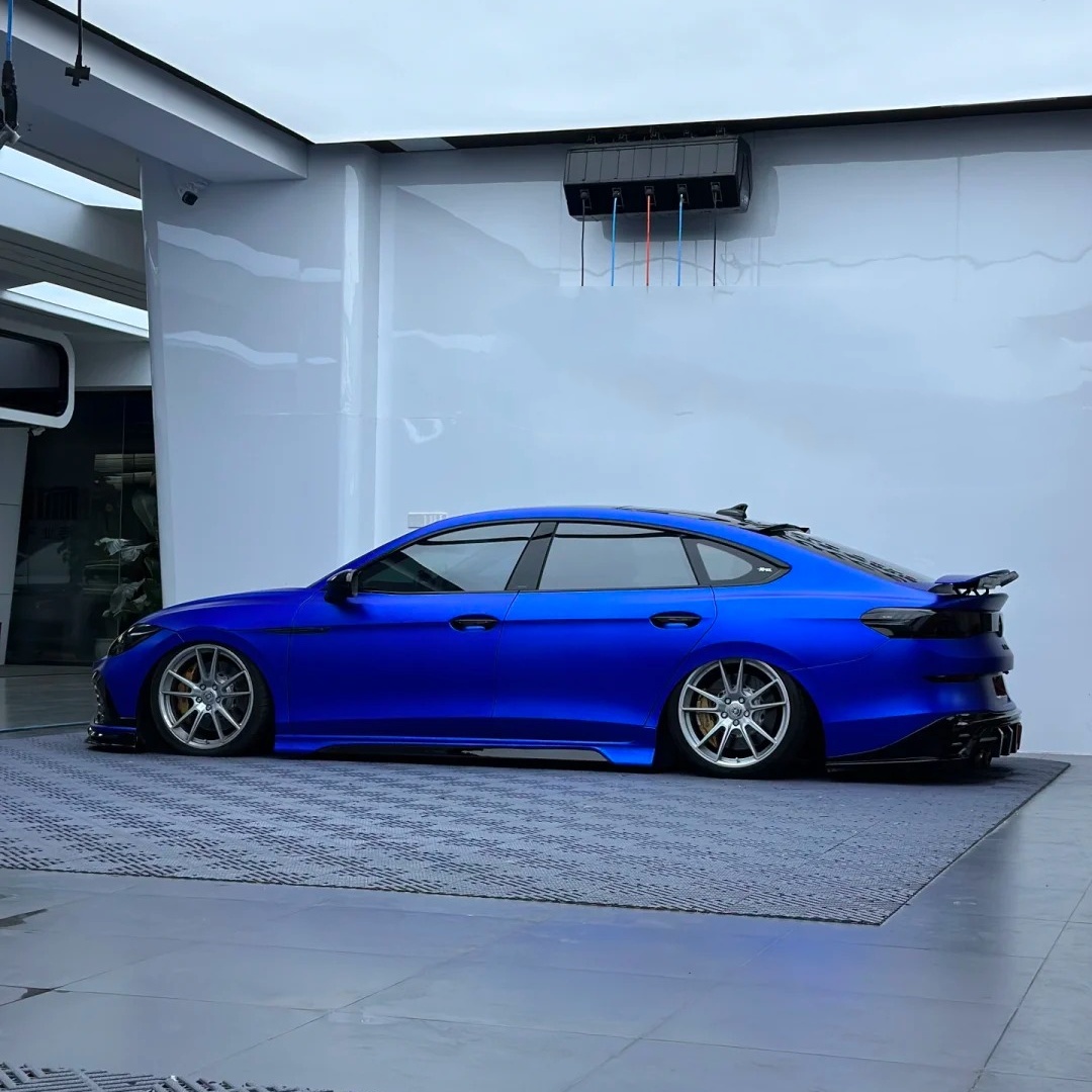 Satin Ceramic Blue Car Vinyl Wrap PET