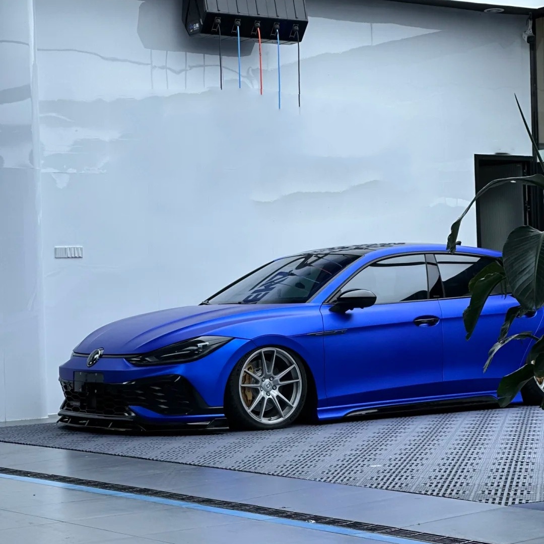 Satin Ceramic Blue Car Vinyl Wrap PET