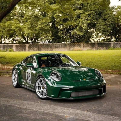 Gloss British Racing Green Car Vinyl Wrap Porsche PET 02
