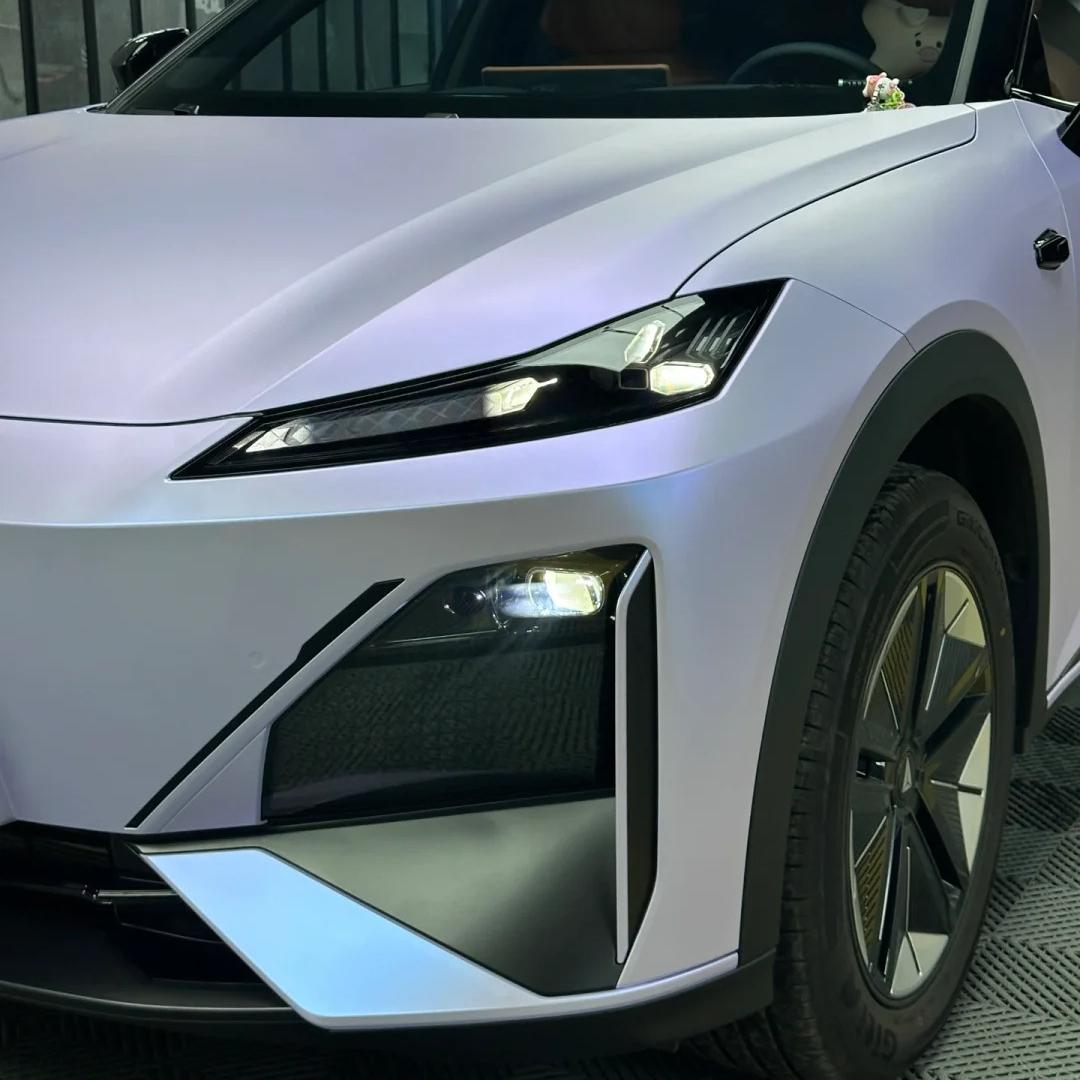 Matte Metallic Silver Purple Car Vinyl Wrap PET