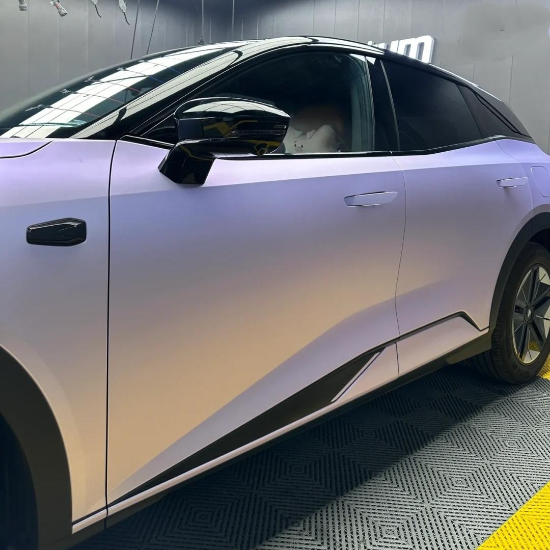 Matte Metallic Silver Purple Car Vinyl Wrap PET