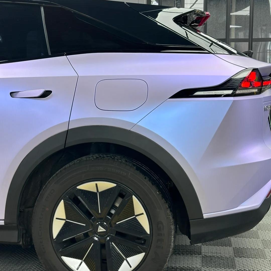 Matte Metallic Silver Purple Car Vinyl Wrap PET