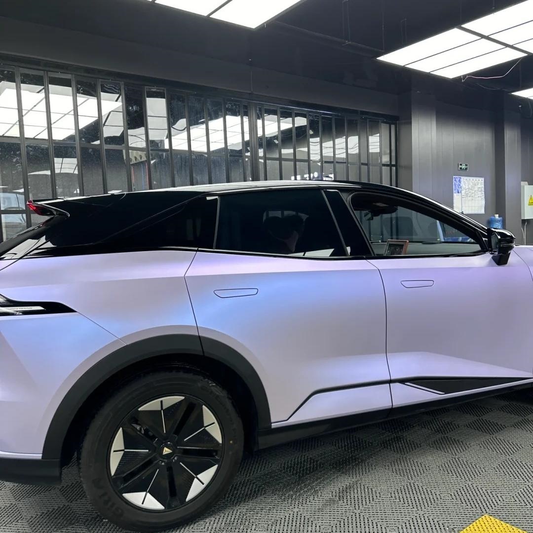 Matte Metallic Silver Purple Car Vinyl Wrap PET