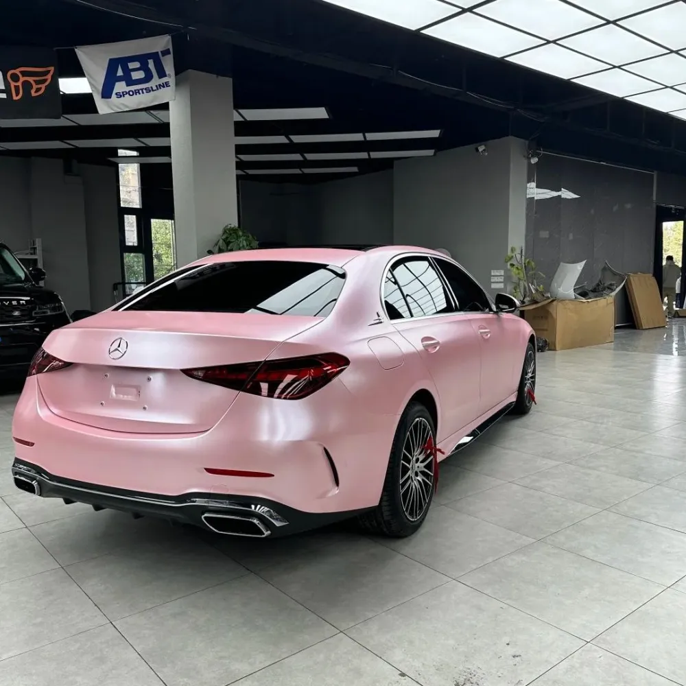 Matte Metallic Pearl Pink Car Vinyl Wrap PET