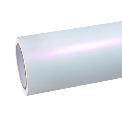 Gloss Metallic Chameleon Pearl Pink White Car Vinyl Wrap PET 01