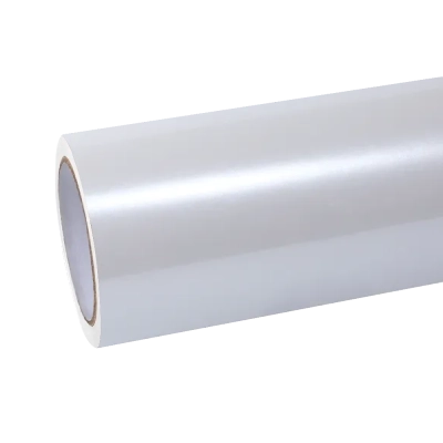 Glossy Shell White Car Vinyl Wrap Audi Tesla PET 01