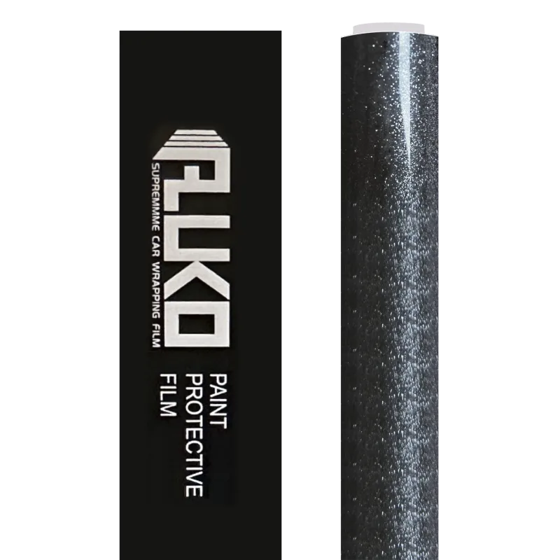 TPU Gloss Metallic Sparkle Glitter Black Car Vinyl Wrap