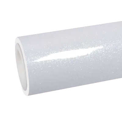 TPU Gloss Metallic Sparkle Glitter White Car Vinyl Wrap  01