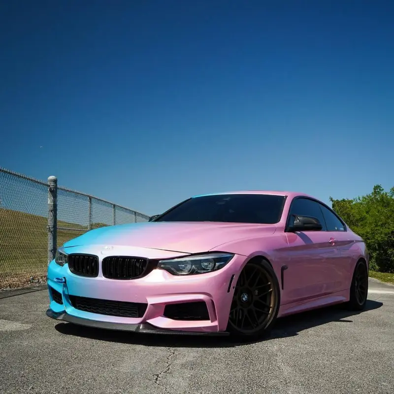 Aluko Rainbow Laser Pink Blue Custom Car Wrap Designs