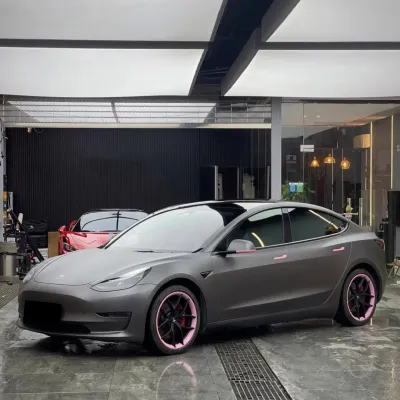 Matte Metallic Charcoal Grey Car Vinyl Wrap PET 02
