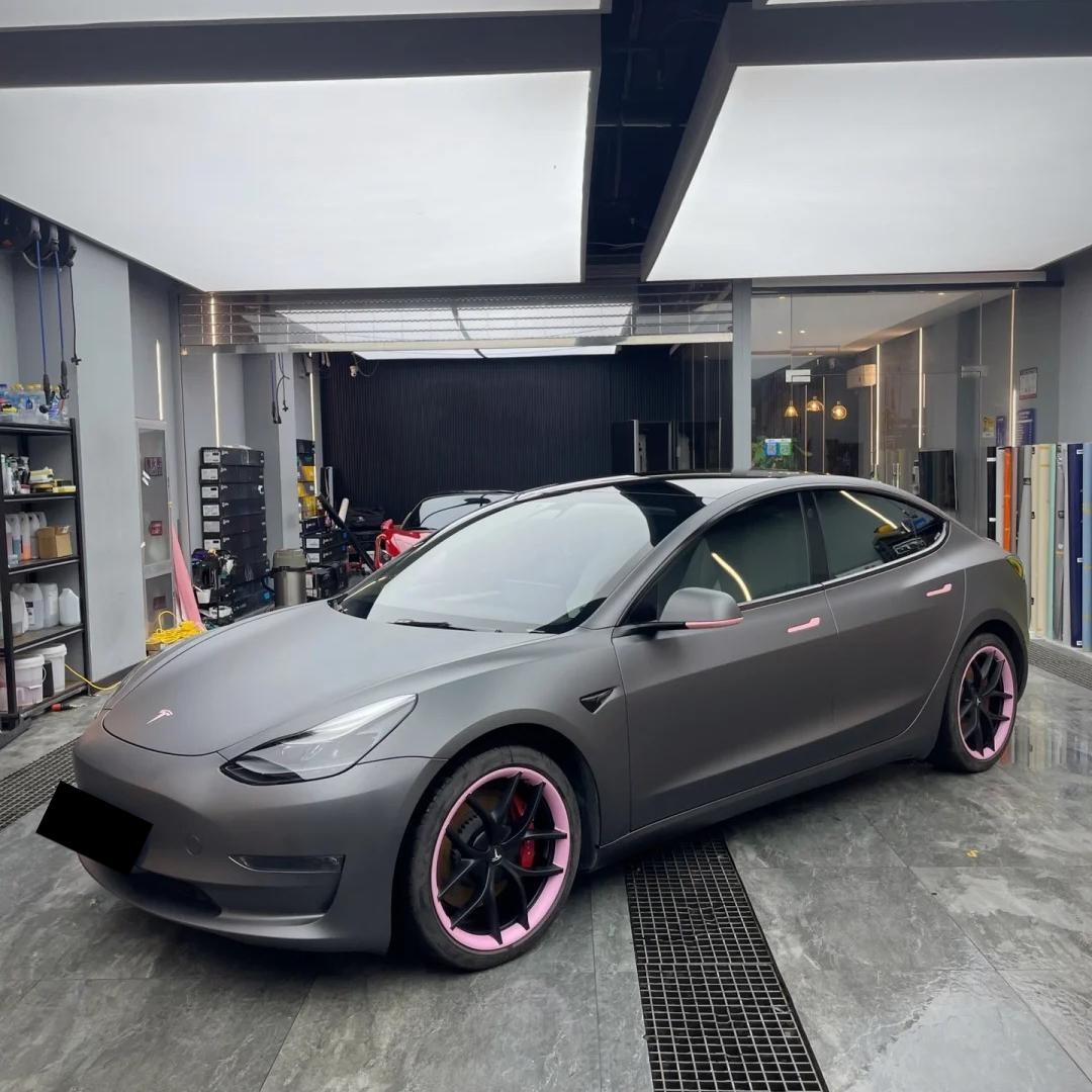 Matte Metallic Charcoal Grey Car Vinyl Wrap