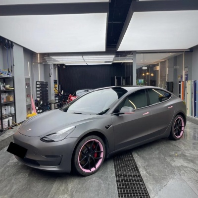 Matte Metallic Charcoal Grey Car Vinyl Wrap 02