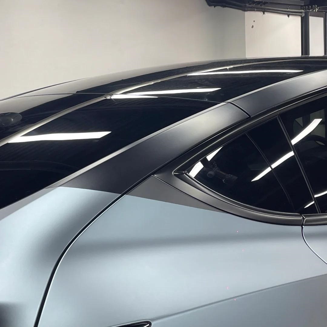 Matte Metallic Grey Blue Car Vinyl Wrap PET