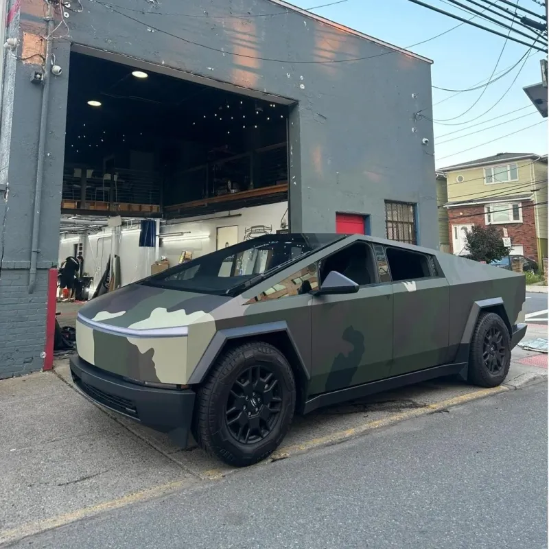 Tesla Cybertruck Custom Camouflage Car Vinyl Wrap | Alukovinyl