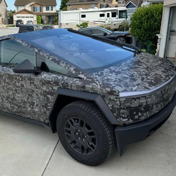 Tesla Cybertruck Custom Camouflage Car Vinyl Wrap | Alukovinyl