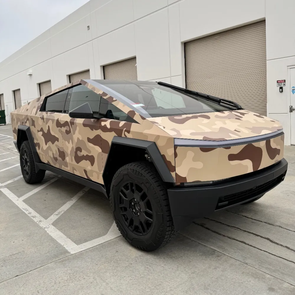 Tesla Cybertruck Custom Camouflage Car Vinyl Wrap | Alukovinyl