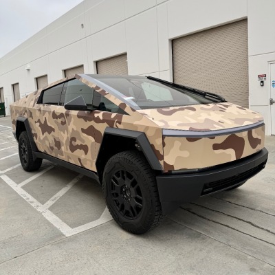 Tesla Cybertruck Custom Camouflage Car Vinyl Wrap | Alukovinyl 01