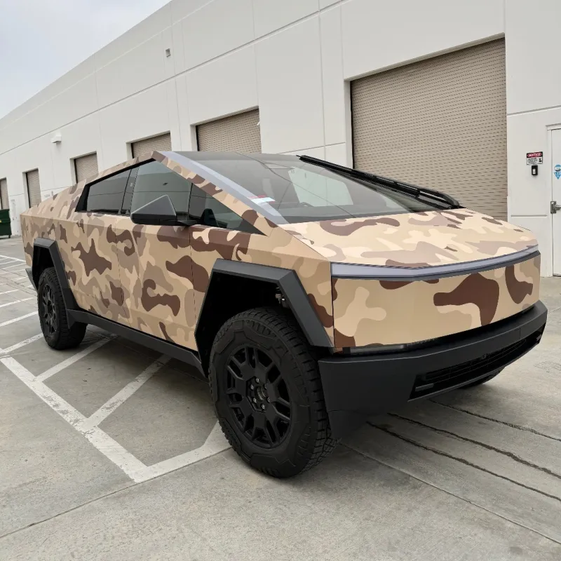 Tesla Cybertruck Custom Camouflage Car Vinyl Wrap | Alukovinyl