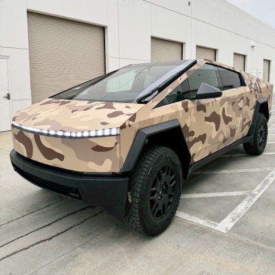 Tesla Cybertruck Custom Camouflage Car Vinyl Wrap | Alukovinyl 02