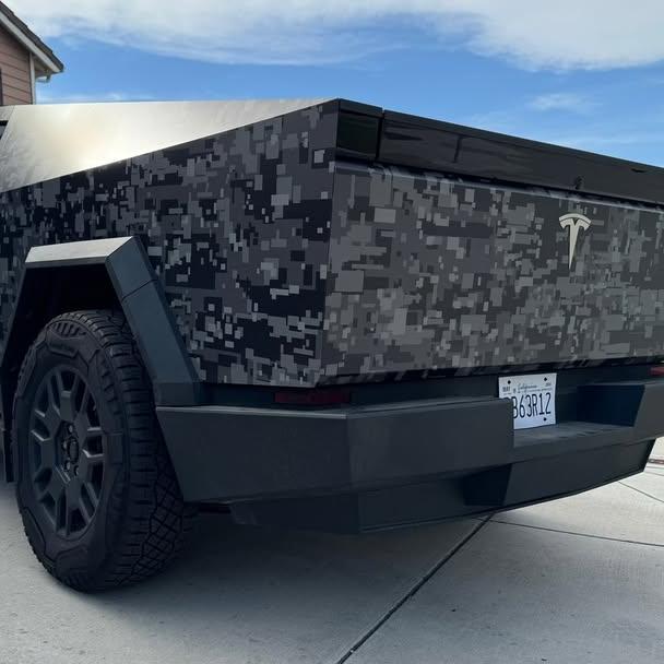 Tesla Cybertruck Custom Camouflage Car Vinyl Wrap | Alukovinyl