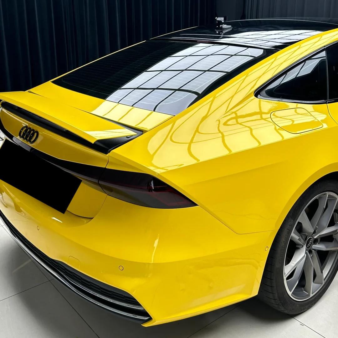 Gloss Racing Yellow Car Vinyl Wrap PET