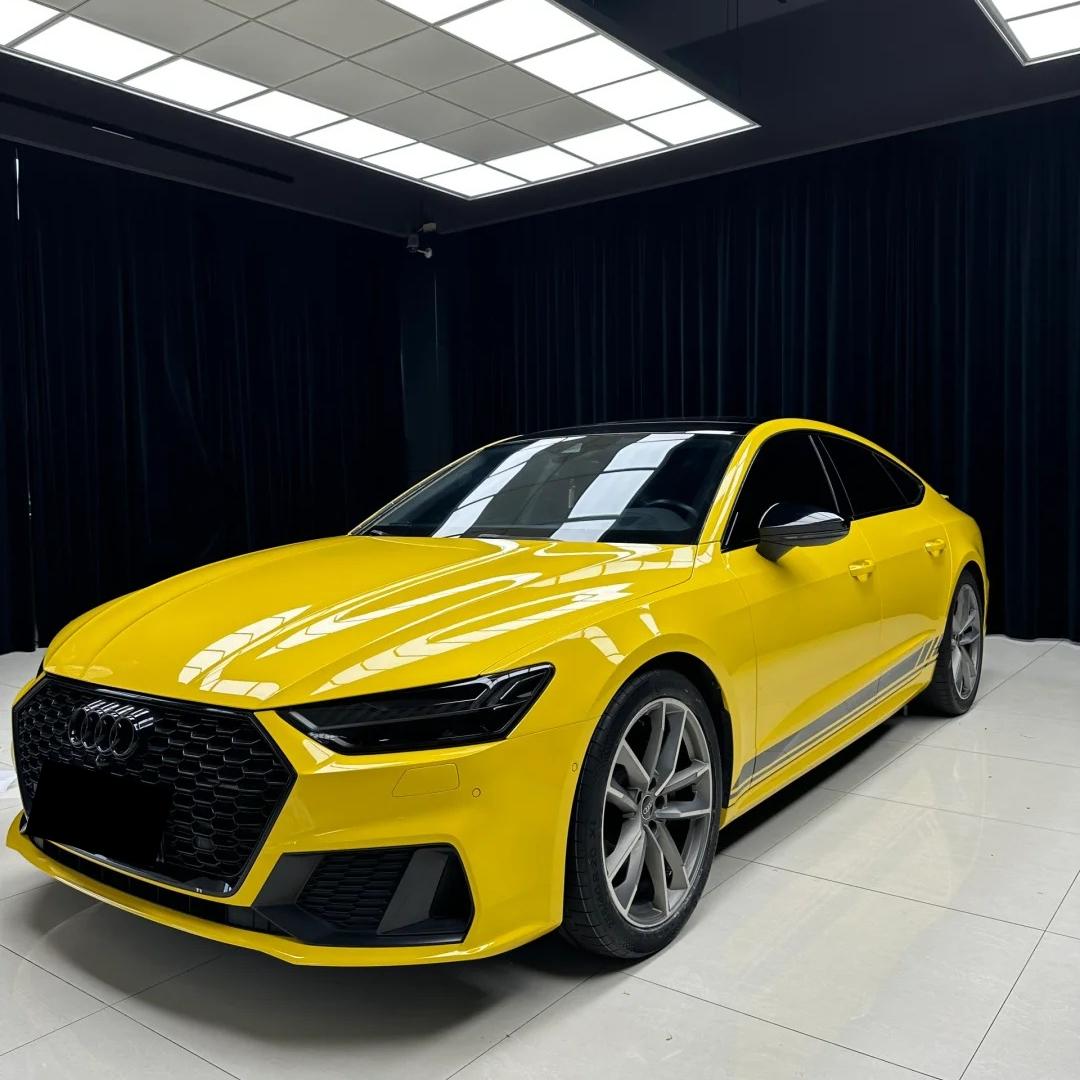 Gloss Racing Yellow Car Vinyl Wrap PET