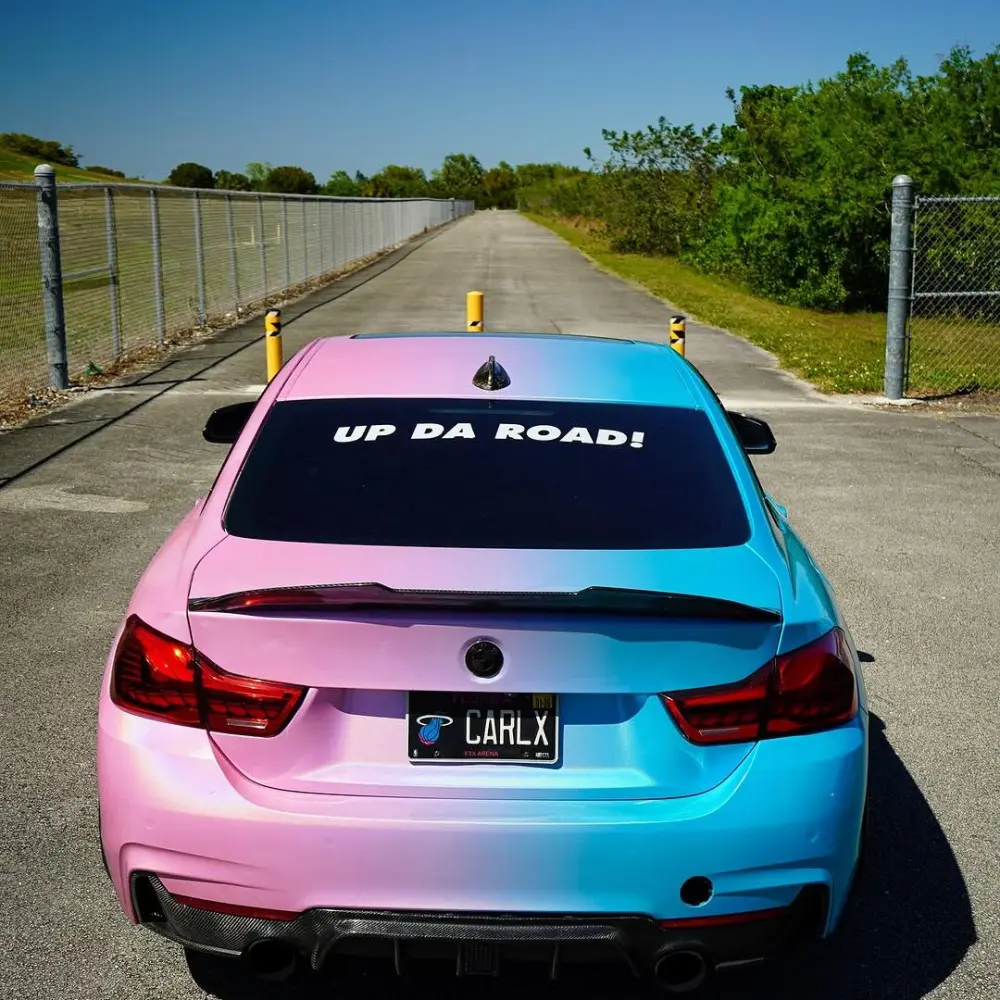 Aluko Rainbow Laser Pink Blue Custom Car Wrap Designs