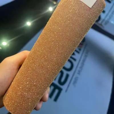 Matte Diamond Glitter Gold Car Vinyl Wrap 02