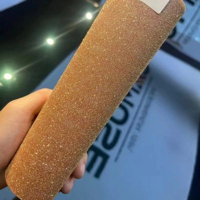 Matte Diamond Glitter Gold Car Vinyl Wrap 02