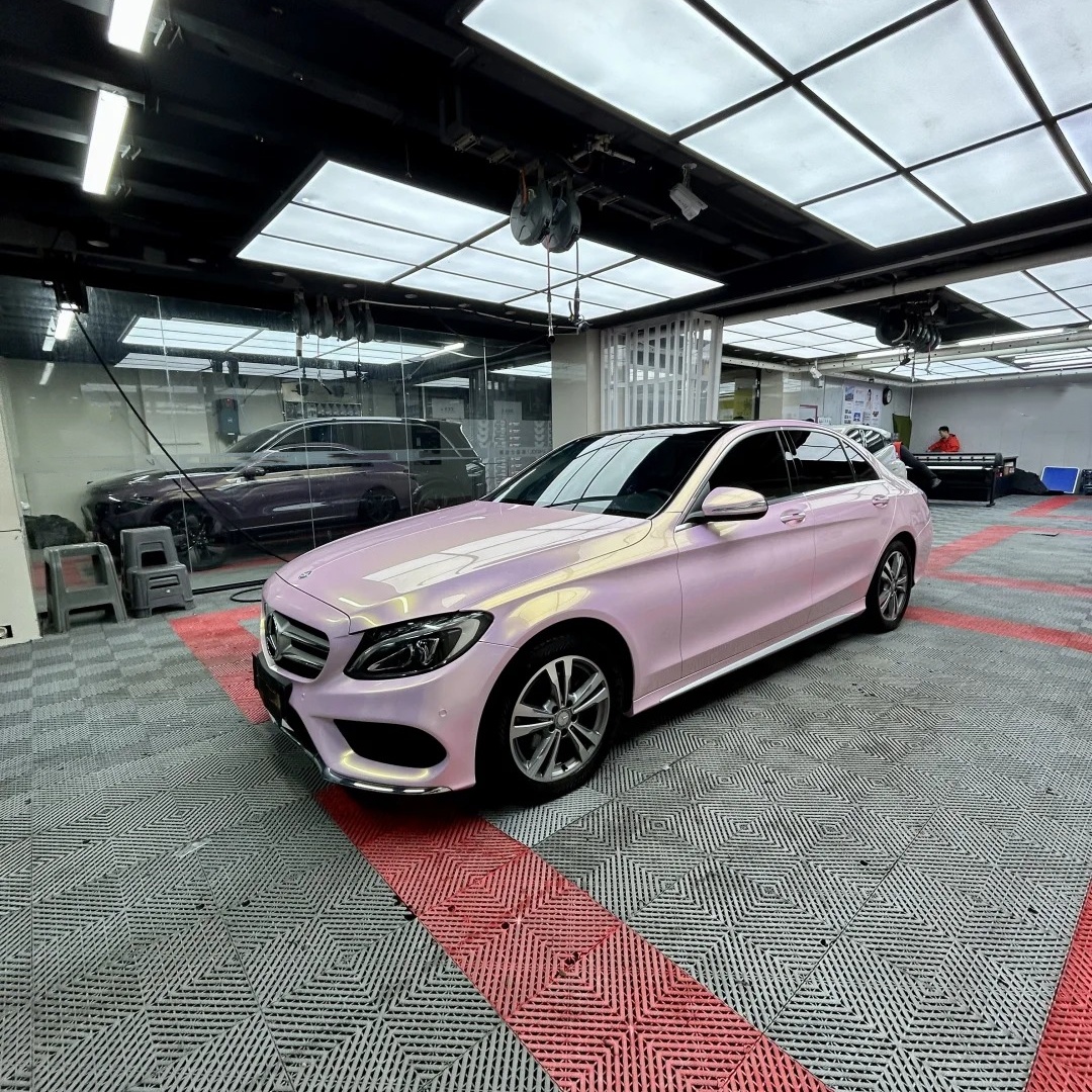Gloss Metallic Glazed Gold Pink Car Vinyl Wrap PET
