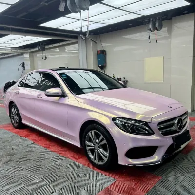 Gloss Metallic Glazed Gold Pink Car Vinyl Wrap PET 02