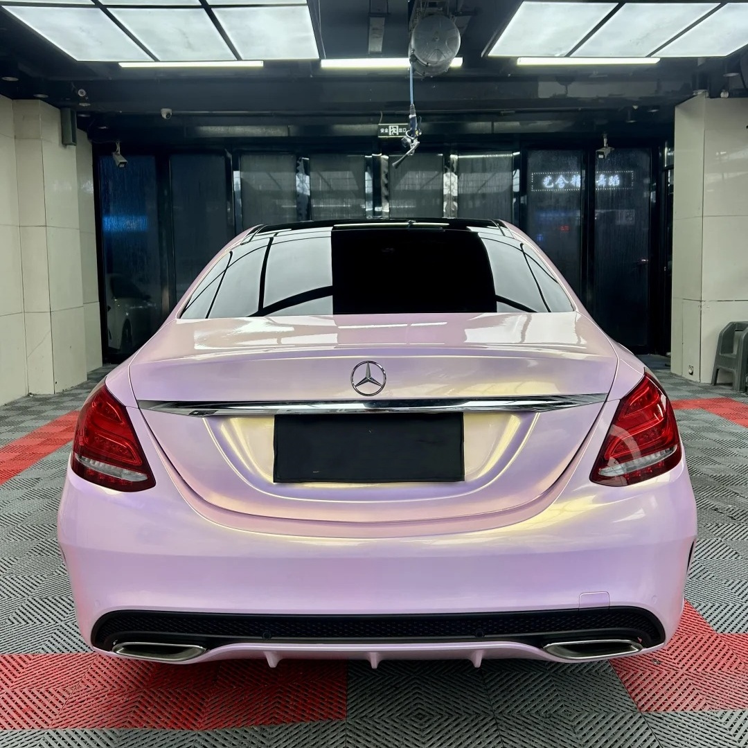 Gloss Metallic Glazed Gold Pink Car Vinyl Wrap PET