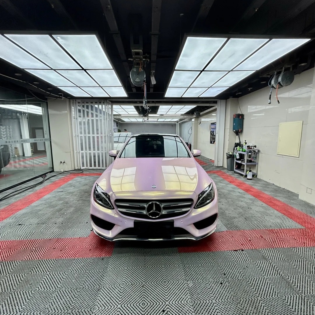 Gloss Metallic Glazed Gold Pink Car Vinyl Wrap PET