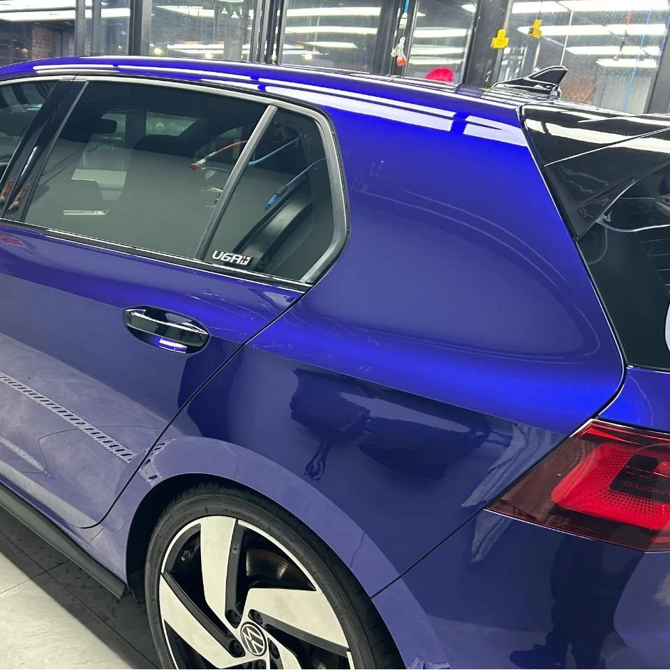 Gloss Metallic Royal Blue Car Vinyl Wrap PET