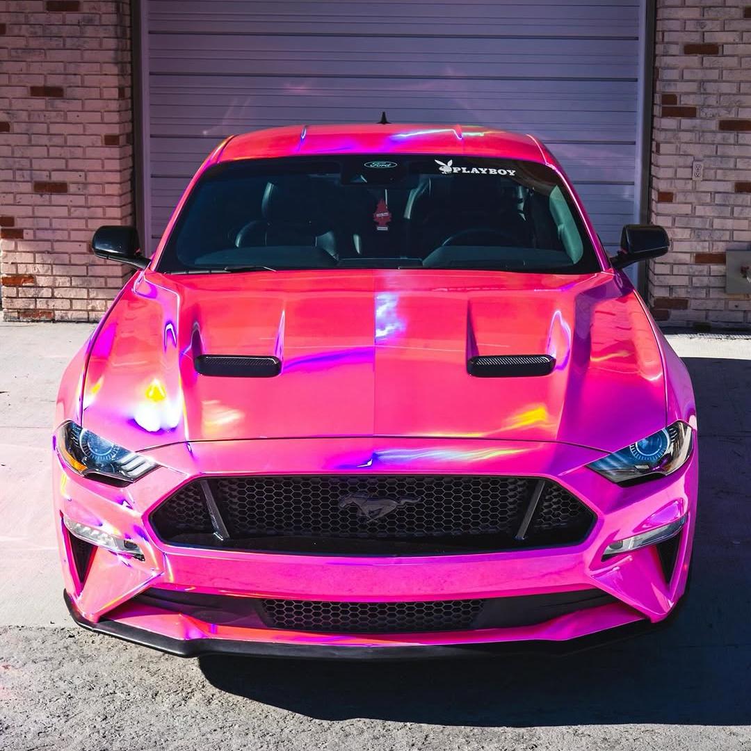 Gloss Pink Holographic Chrome Laser Car Vinyl Wrap Coupe BMW