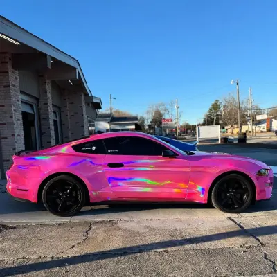 Gloss Pink Holographic Chrome Laser Car Vinyl Wrap Coupe BMW 02