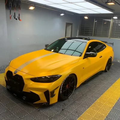 Matte Metallic Satin Energetic Yellow Car Vinyl Wrap 02