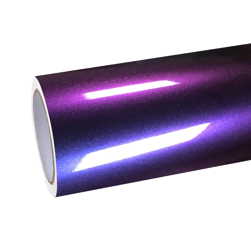 Gloss Metallic Chameleon Yellow Purple Car Vinyl Wrap PET