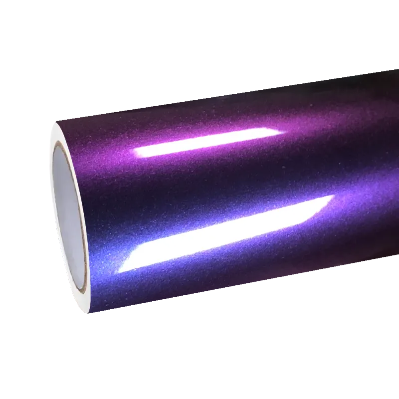 Gloss Metallic Chameleon Yellow Purple Car Vinyl Wrap PET