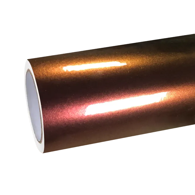 Gloss Chameleon Gold Red Car Vinyl Wrap| Glossy Sunrise Morning Glow Car Wrap