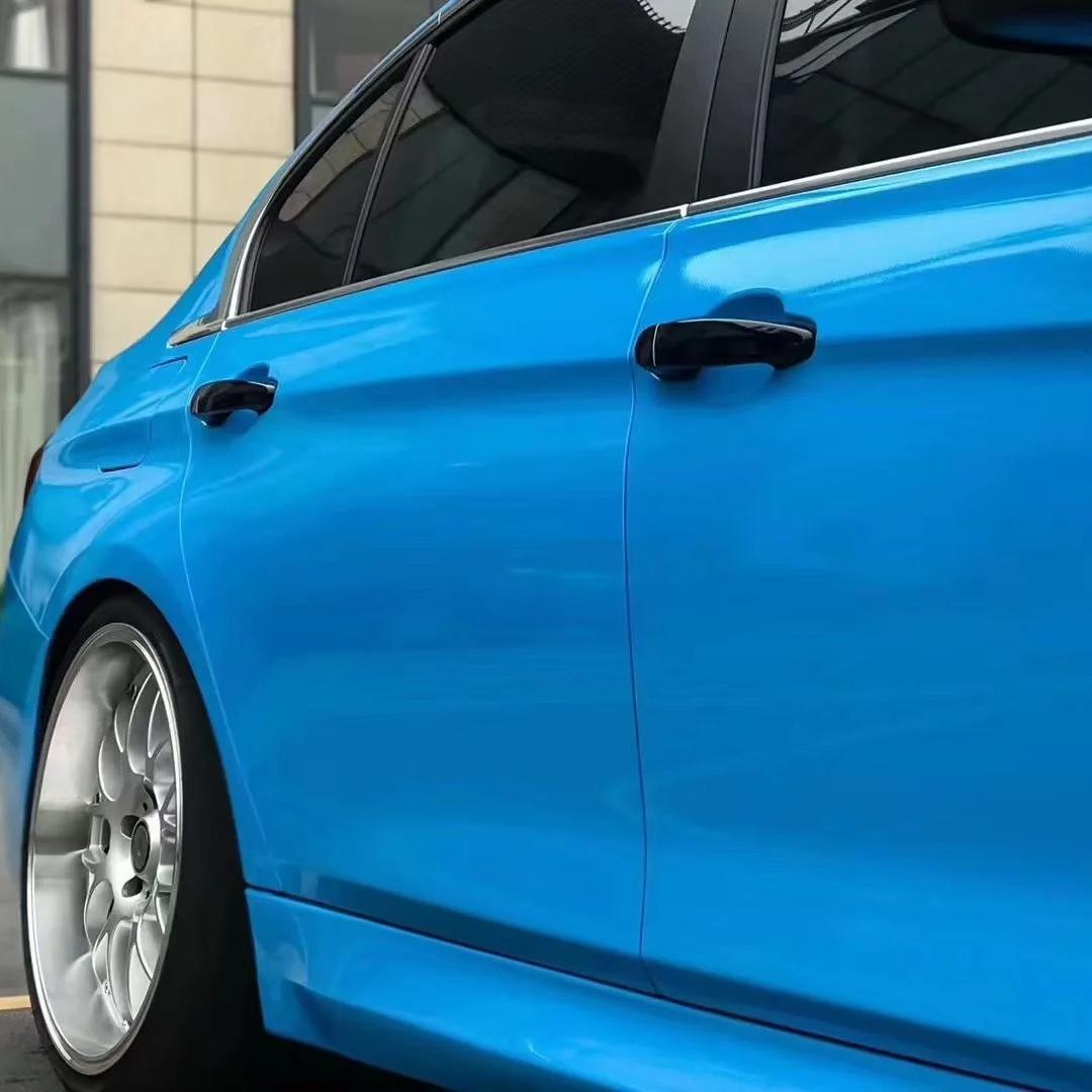 Gloss Crystal Sky Blue Car Viny Wrap PET
