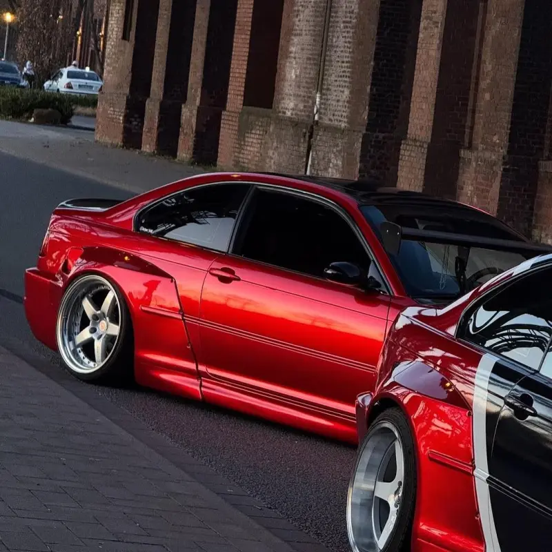 Ultra Glossy Metallic Vampire Red Car Vinyl Wrap Audi BMW PET  