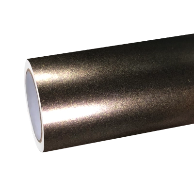 Satin Chrome Gold Brown Car Vinyl Wrap 01
